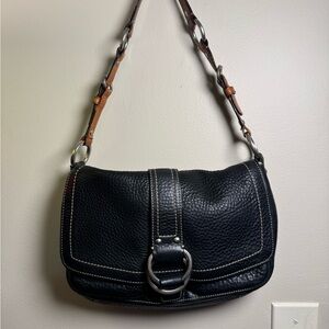 Coach Pebbled Black Leather Shoulder Bag